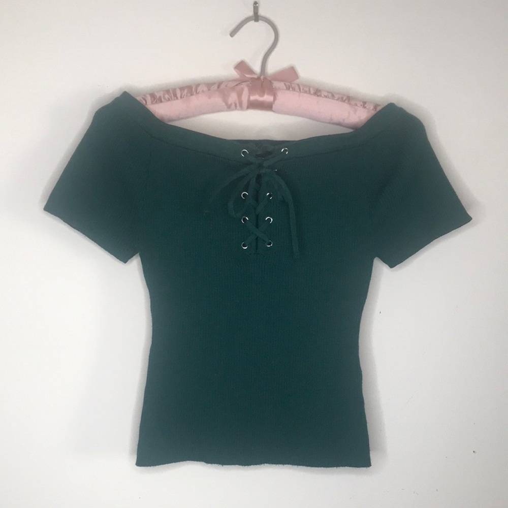 LA Hearts green summer top size small